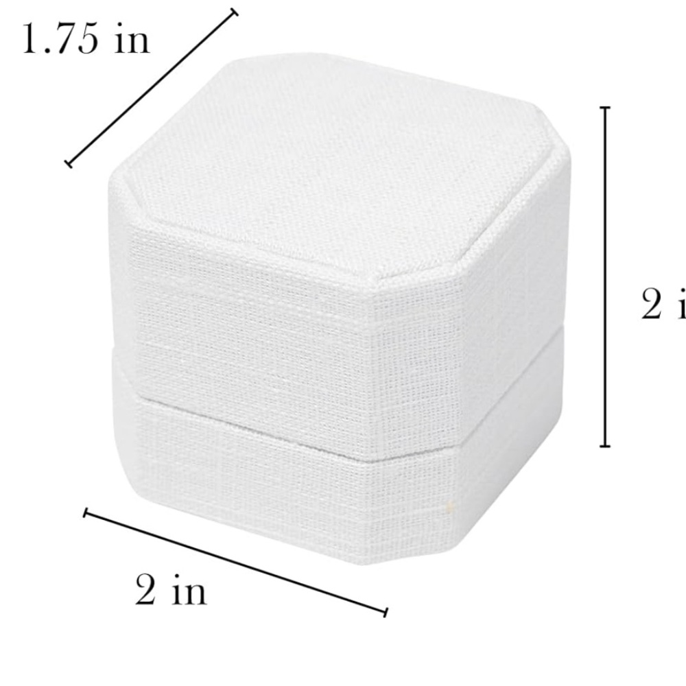 Ivory Linen Wedding Ring Box - Picture 2 of 6